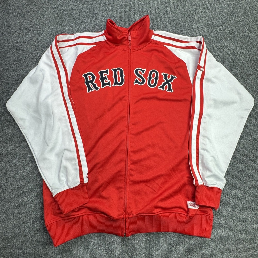 Boston‎ Red Sox Stitches Track Jacket Mens Large Red White Full Zip MLB